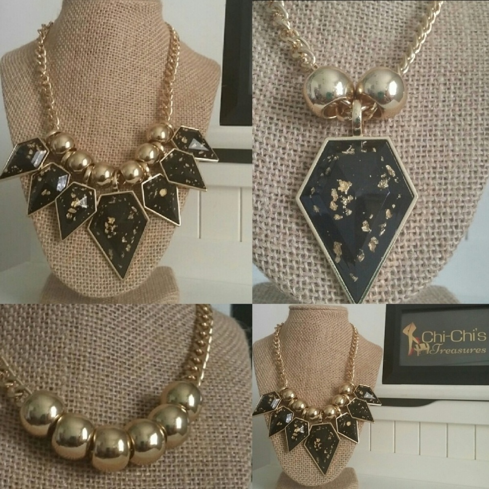 ADJUSTABLE BLACK/GOLD NECKLACE